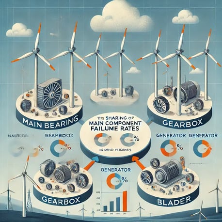 DALL·E 2025-03-11 18.53.16 - An infographic illustrating the sharing of main component failure rates in wind turbines. The image should include a visual representation of four mai